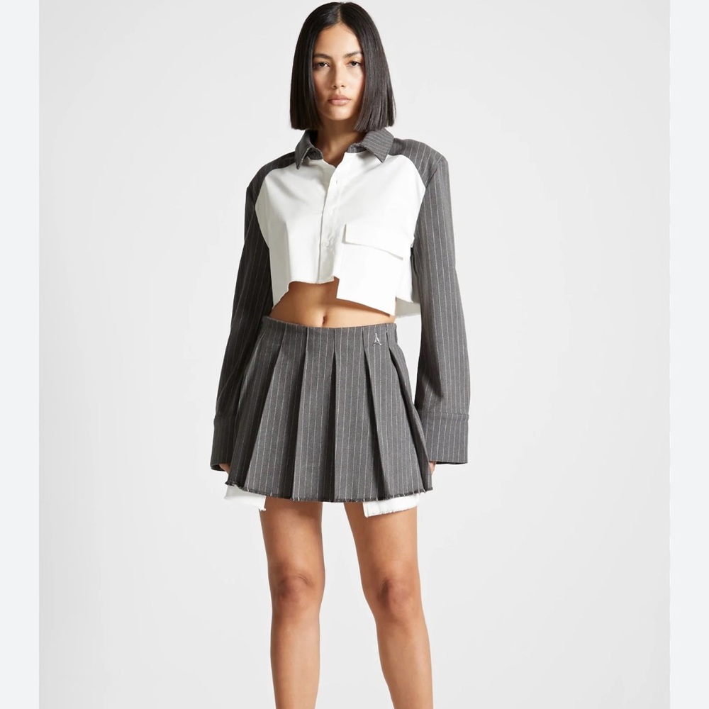 Maniere De Voir Gray and White Skort Set